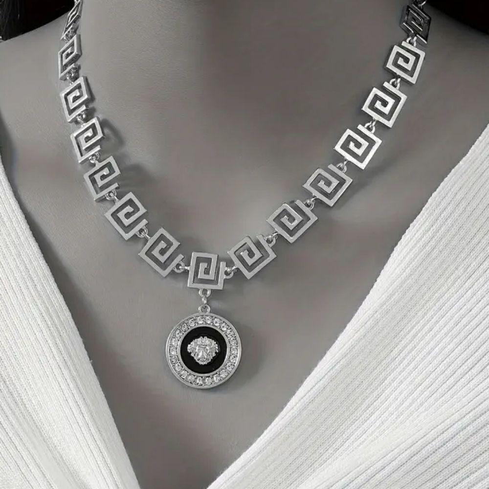 Silver & Black Lion Necklace